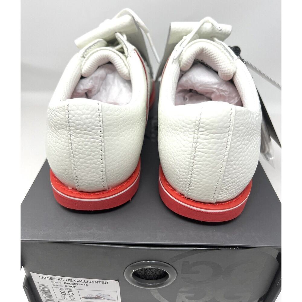 G/Fore G4 Kiltie Gallivanter Golf Shoes Womens Size 8.5 SNOW POPPY White Red - Picture 13 of 16